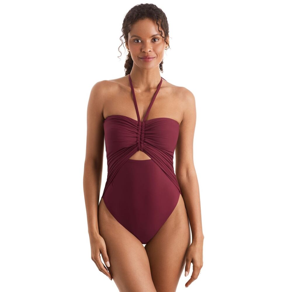 Mimi Flamingo Women's Luma Cutout One-Piece Swimsuit Henna Size 10 2454